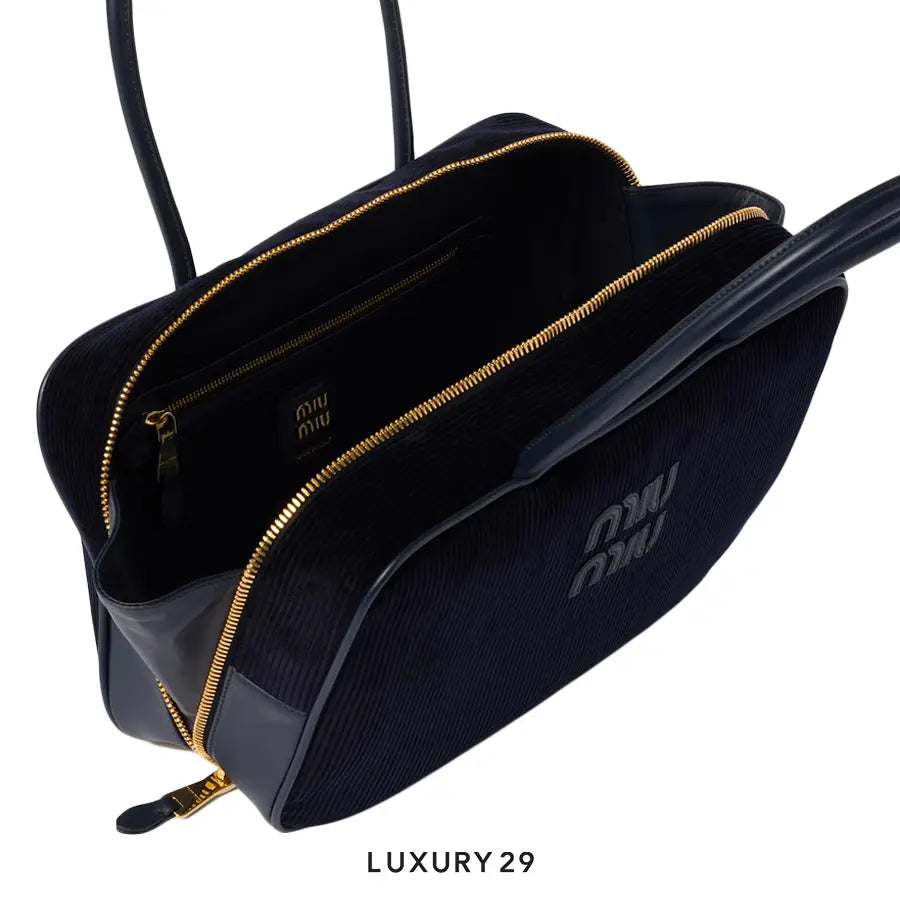 Miu Miu Beau Corduroy Top-Handle Bag Navy MIU MIU