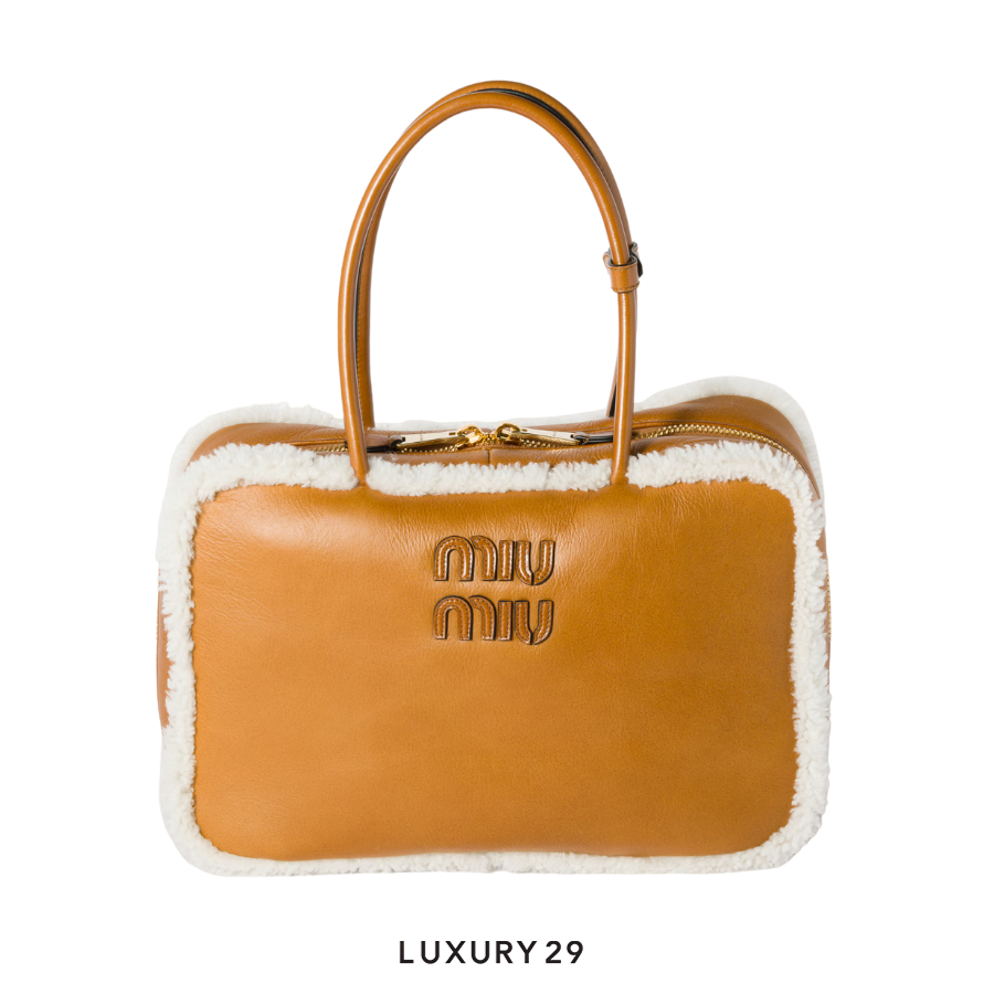 Miu Miu Beau Shearling Top-handle bag cognac/natural MIU MIU Luxury29