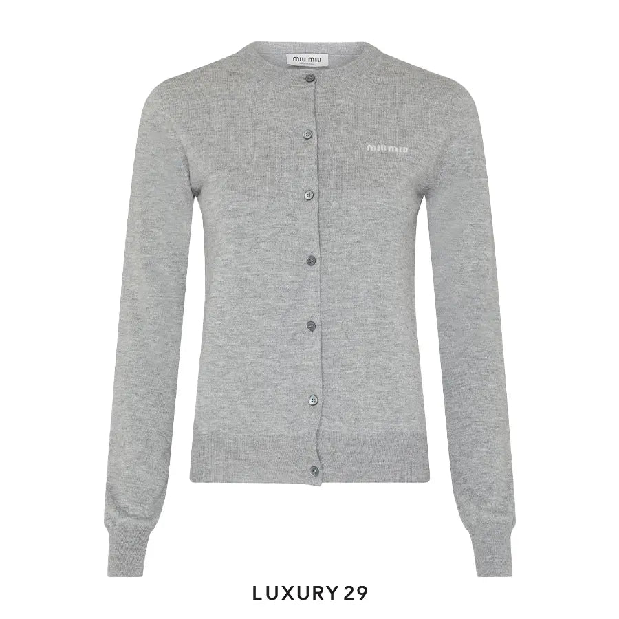 Miu Miu Cashmere And Silk Cardigan Grey