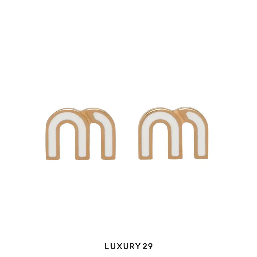 Miu Miu Enameled metal earrings Bianco