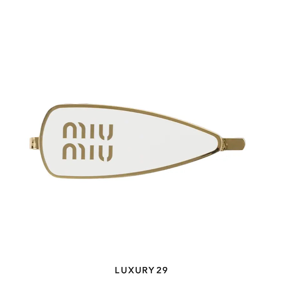 Miu Miu Enameled metal hair clip White