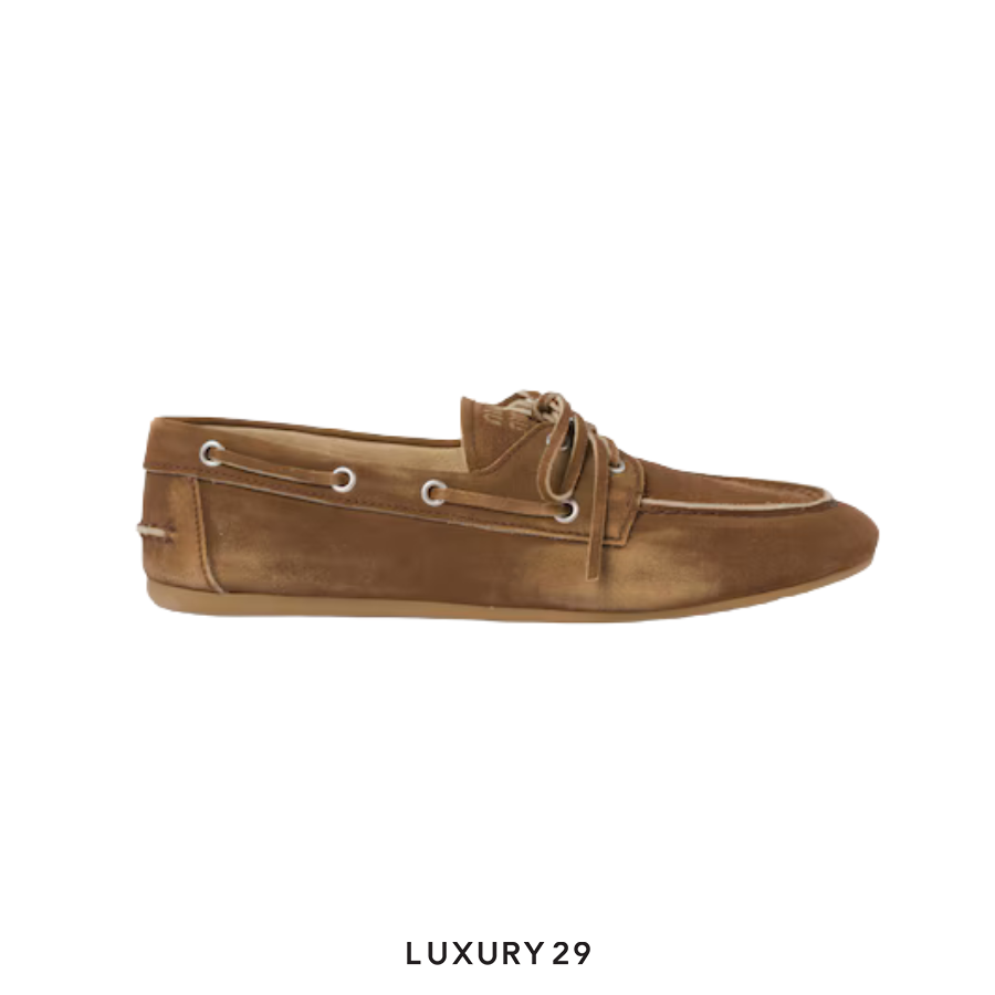Miu Miu Faded unlined suede loafers Brown