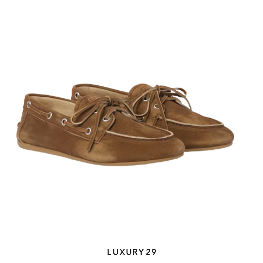 Miu Miu Faded unlined suede loafers Brown MIU MIU