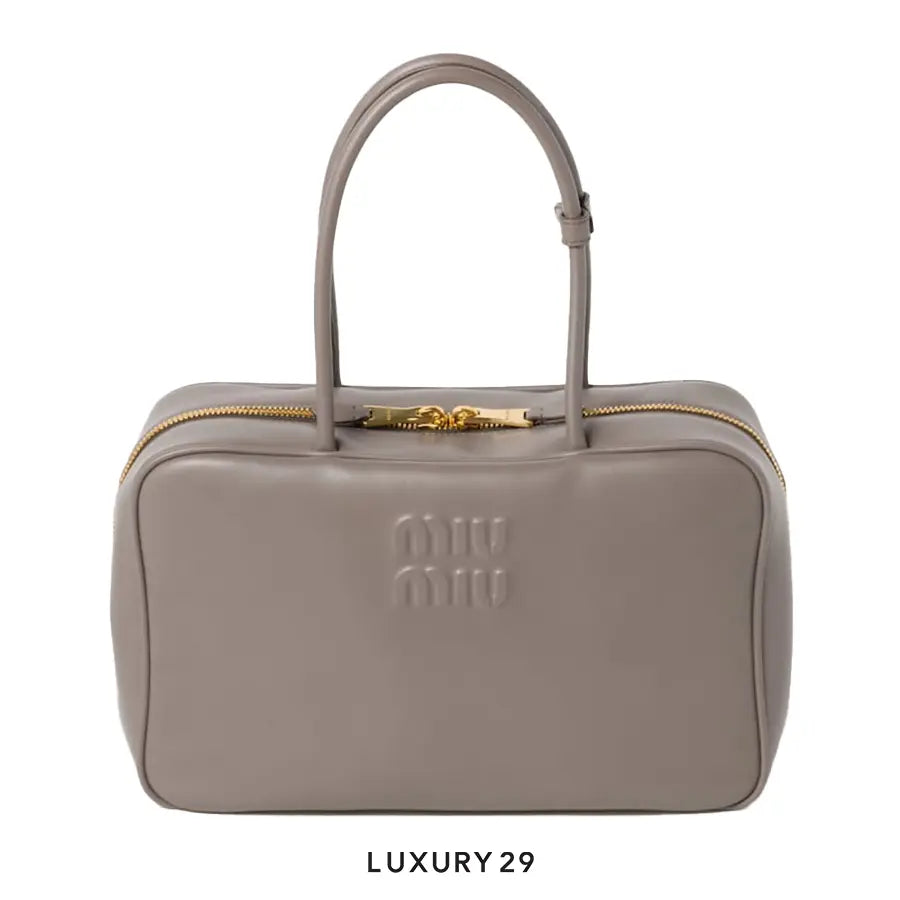 Miu Miu Leather Beau Bag Clay Grey