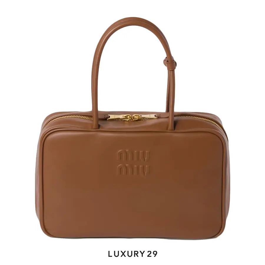 Miu Miu Leather Beau Bag Cognac