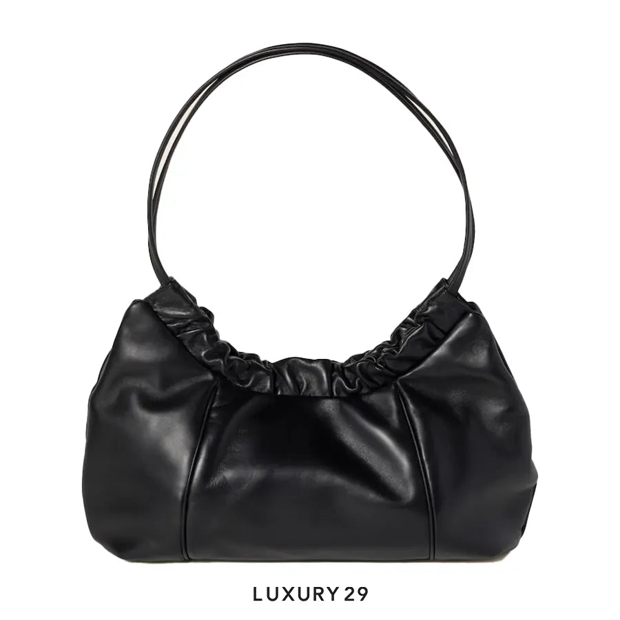 Miu Miu Leather Embossed-Logo Shoulder Bag Black MIU MIU