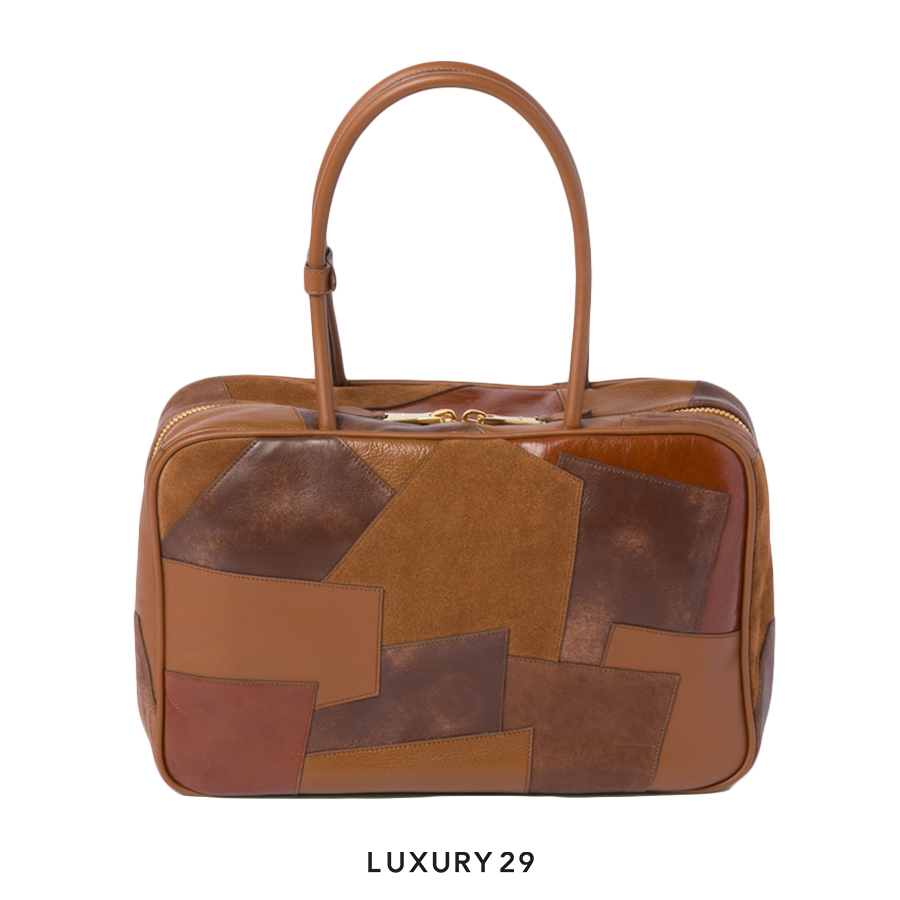 Miu Miu Leather Patchwork Beau Bag Cognac MIU MIU