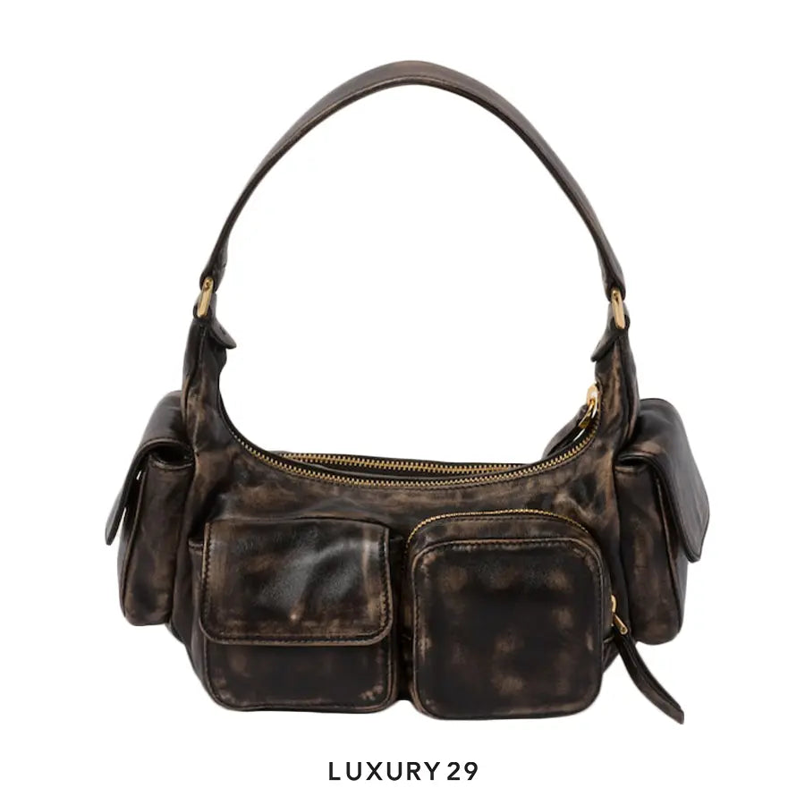 Miu Miu Nappa Leather Pocket Bag Coffee MIU MIU