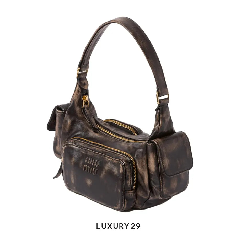 Miu Miu Nappa Leather Pocket Bag Coffee MIU MIU