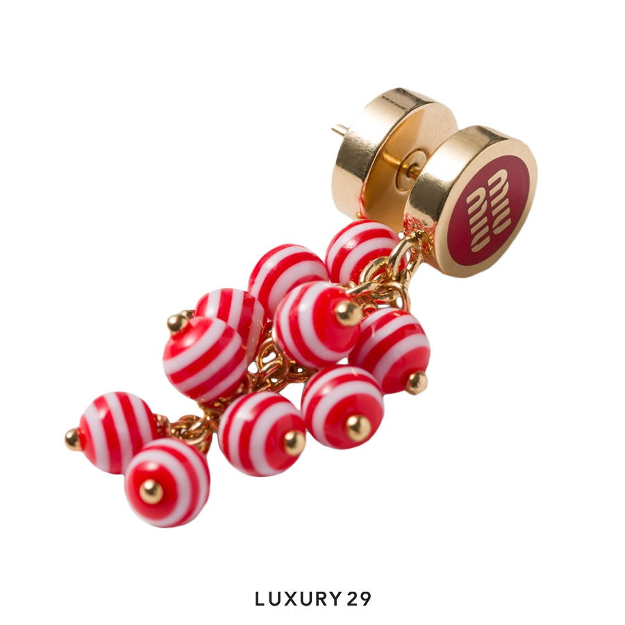 Miu Miu Orecchini in metallo e perle sintetiche Rosso MIU MIU