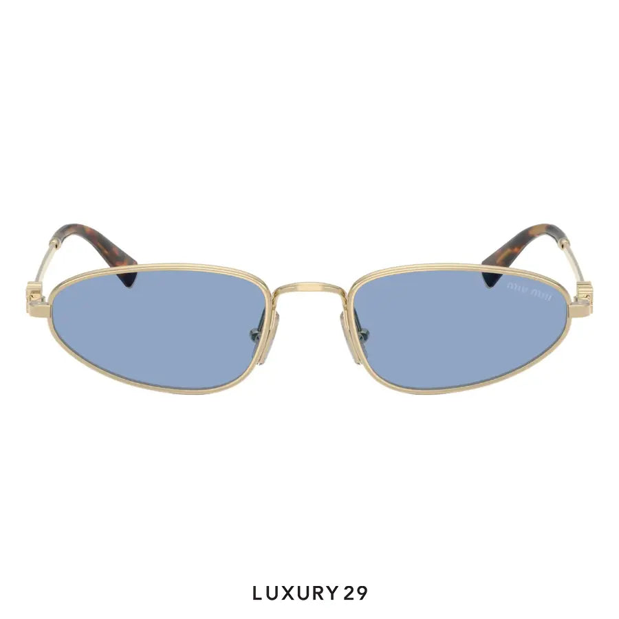 Miu Miu Pale Gold Geometric Sunglasses Blue Lenses MIU MIU Luxury29