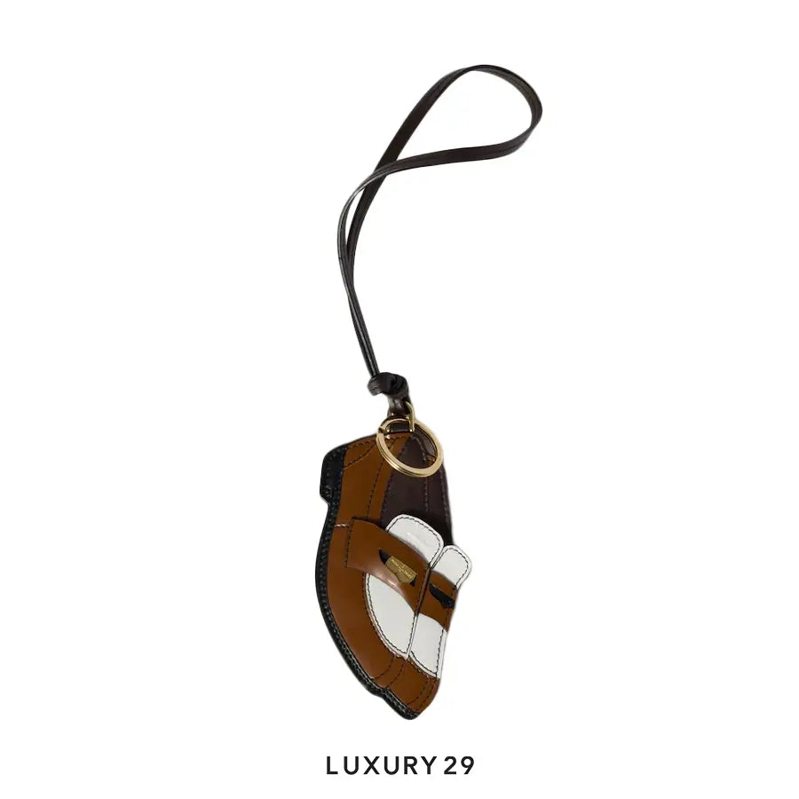 Miu Miu Penny Loafer leather keychain trick cognac Bianco MIU MIU