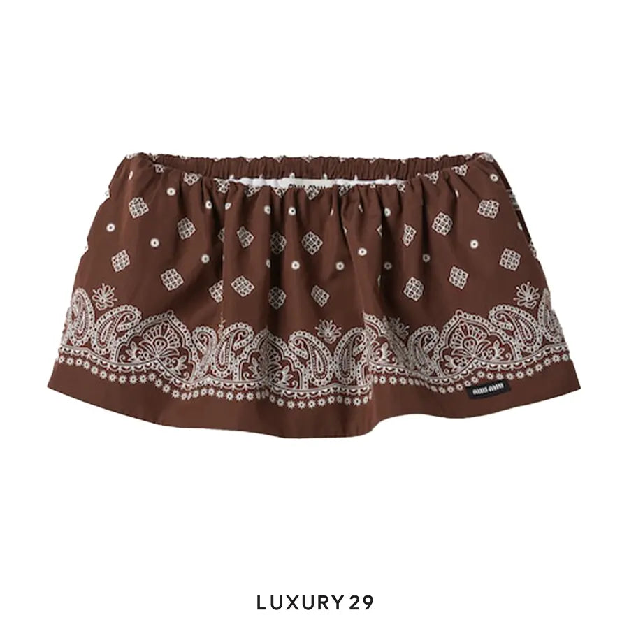Miu Miu Printed poplin miniskirt Cocoa Brown