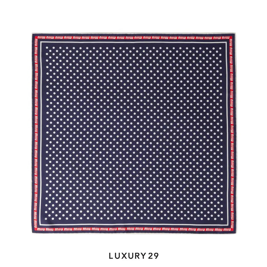 Miu Miu Printed twill scarf Blue Bianco MIU MIU