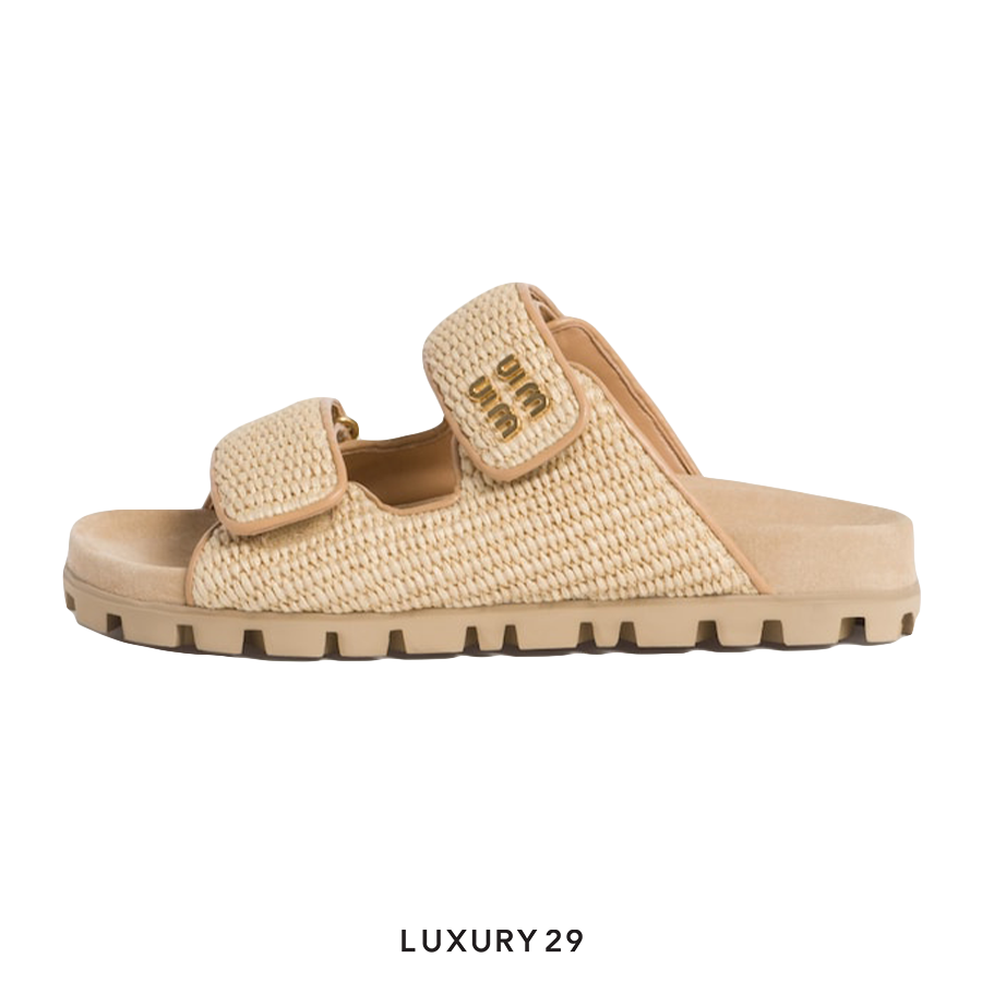 Miu Miu Sporty raffia-effect woven fabric sandals MIU MIU