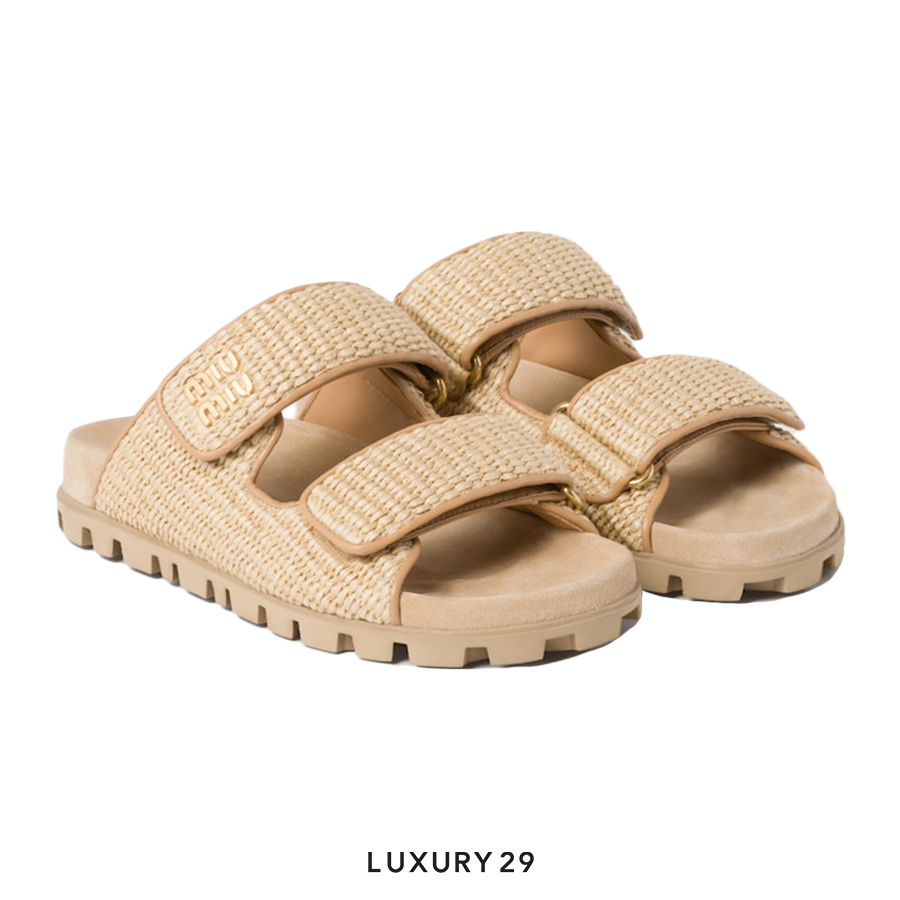Miu Miu Sporty raffia-effect woven fabric sandals MIU MIU