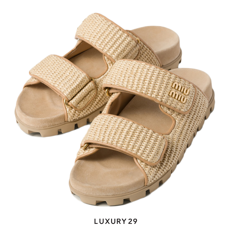 Miu Miu Sporty raffia-effect woven fabric sandals MIU MIU