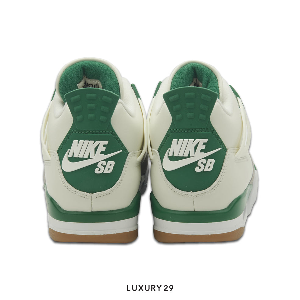 White and green Nike SB sneakers with visible brand logo on a white background