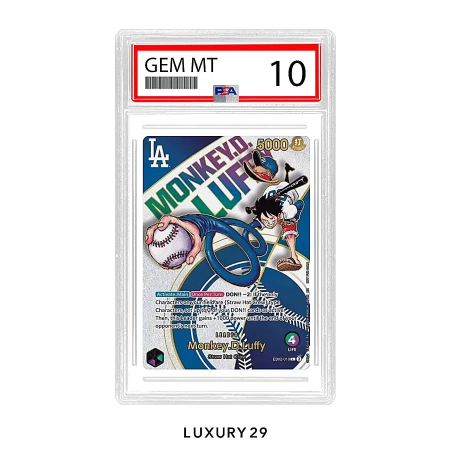 One Piece Monkey.D.Luffy (010) (Dodgers x ONE PIECE) One Piece Promotion Cards L EB02-010 (PSA10)