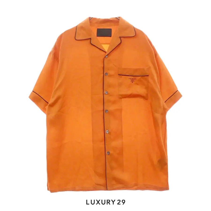 PRADA Silk Pajama Shirt Short Sleeve Orange