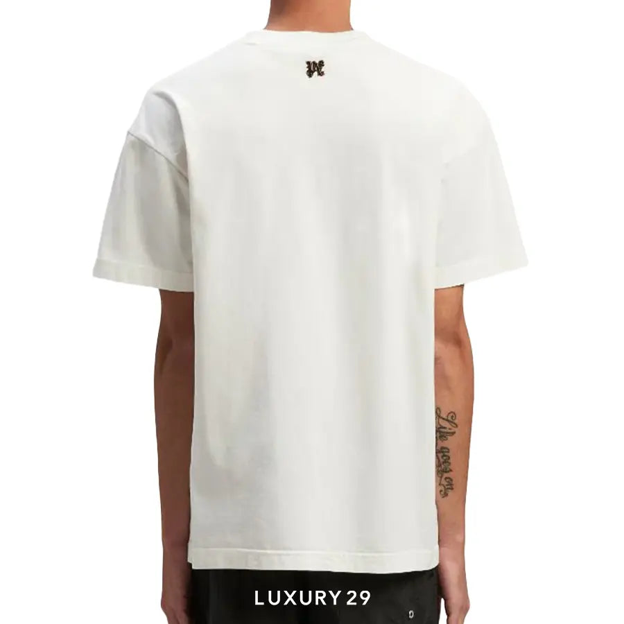 Palm Angels BURNING MONOGRAM T-SHIRT OFF WHITE GOLD PALM ANGELS