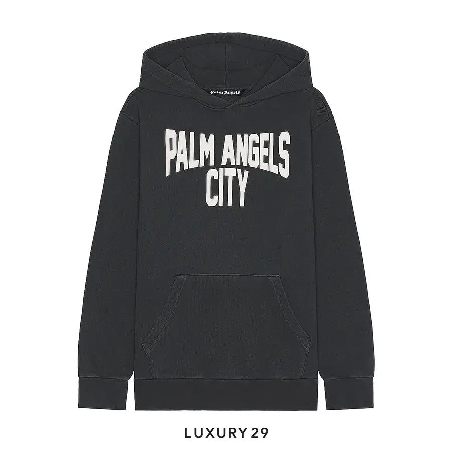Palm Angels City Hoodie Dark Grey White