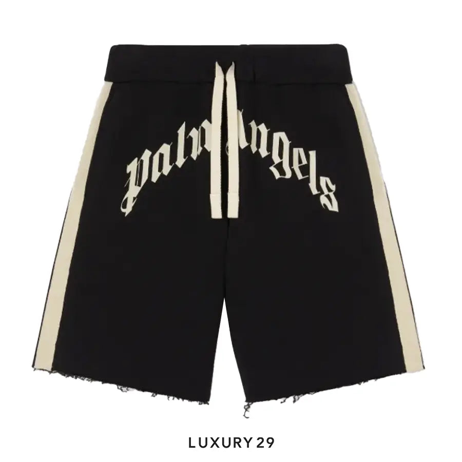 Palm Angels Curved-logo track shorts Black