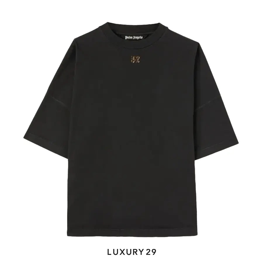 Palm Angels FOGGY PA LOGO OVER T-SHIRT BLACK WHITE