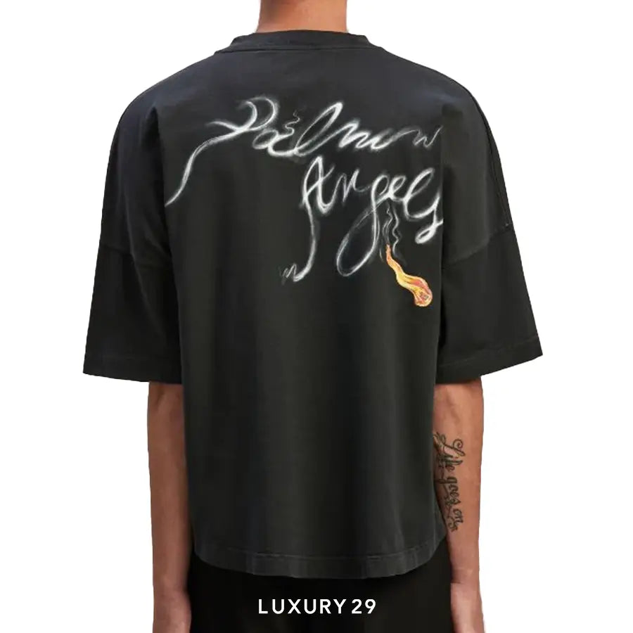 Palm Angels FOGGY PA T-SHIRT BLACK WHITE PALM ANGELS