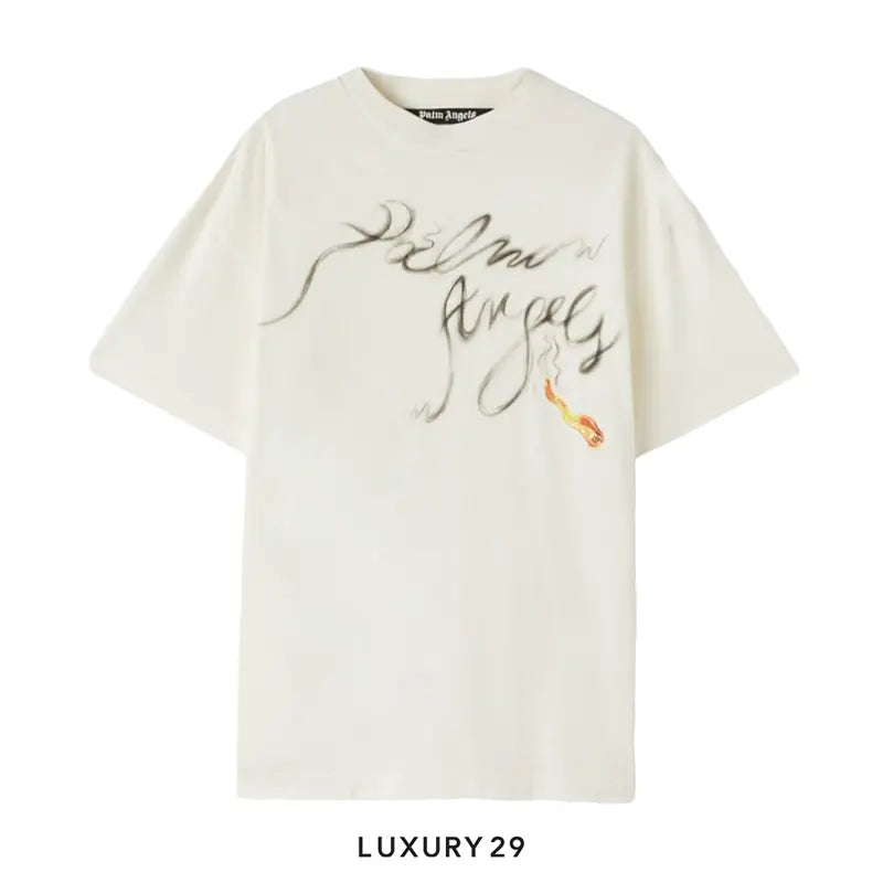 Palm Angels FOGGY PA T-SHIRT OFF WHITE BLACK PALM ANGELS