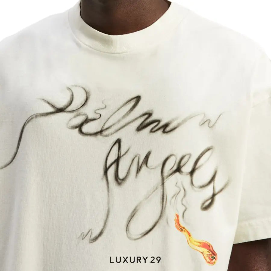 Palm Angels FOGGY PA T-SHIRT OFF WHITE BLACK PALM ANGELS