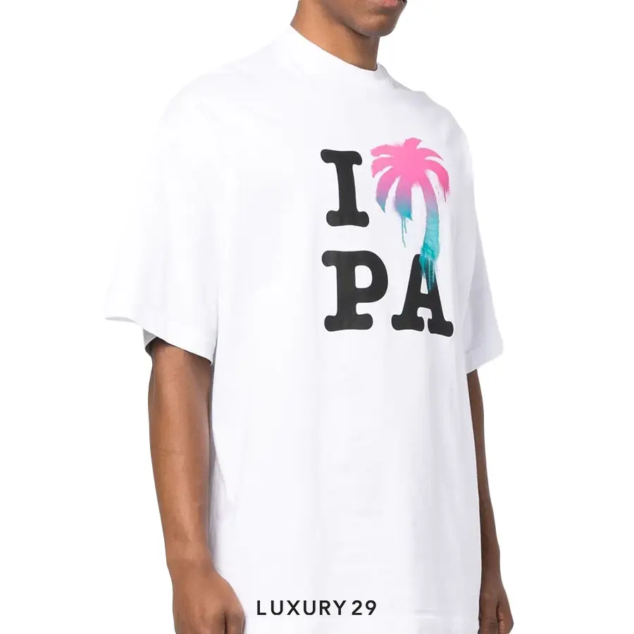 White t-shirt with 'I ❤️ PA' design and palm tree graphic on a white background