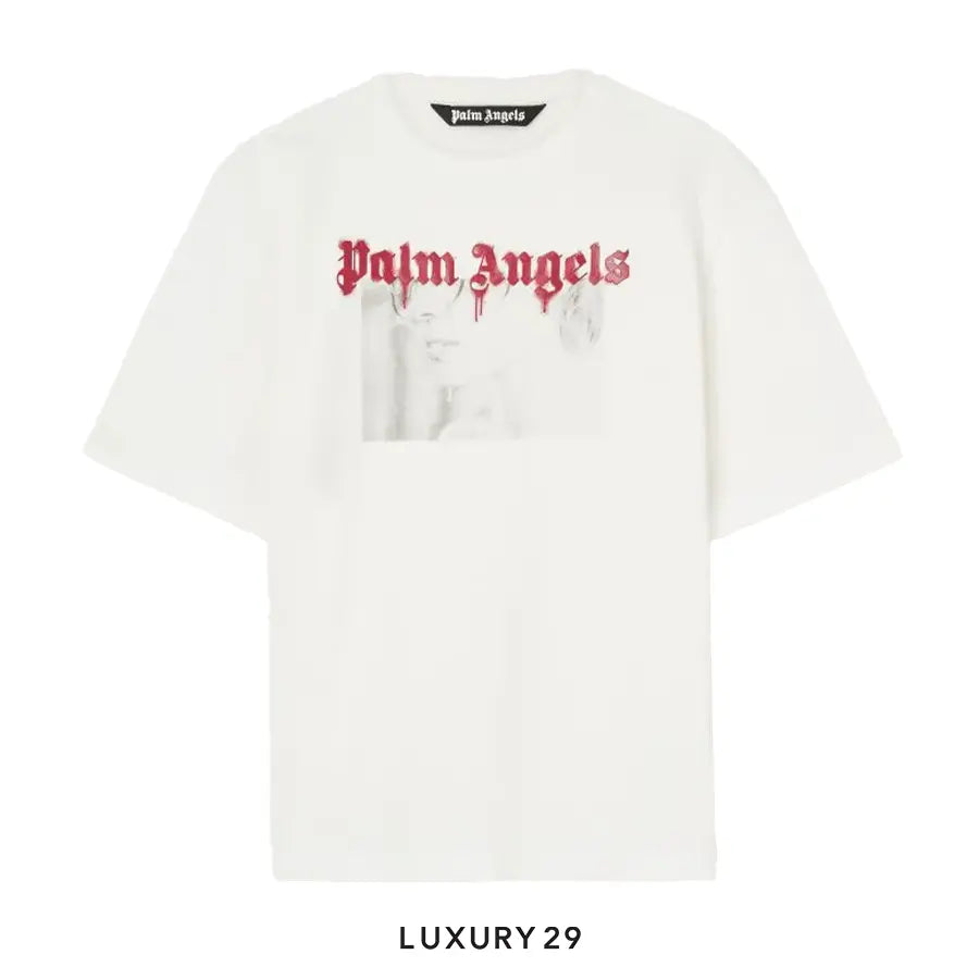 Palm Angels Portrait Pencil T-Shirt Off White Dark Red
