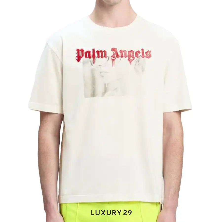 Palm Angels Portrait Pencil T-Shirt Off White Dark Red PALM ANGELS Luxury29