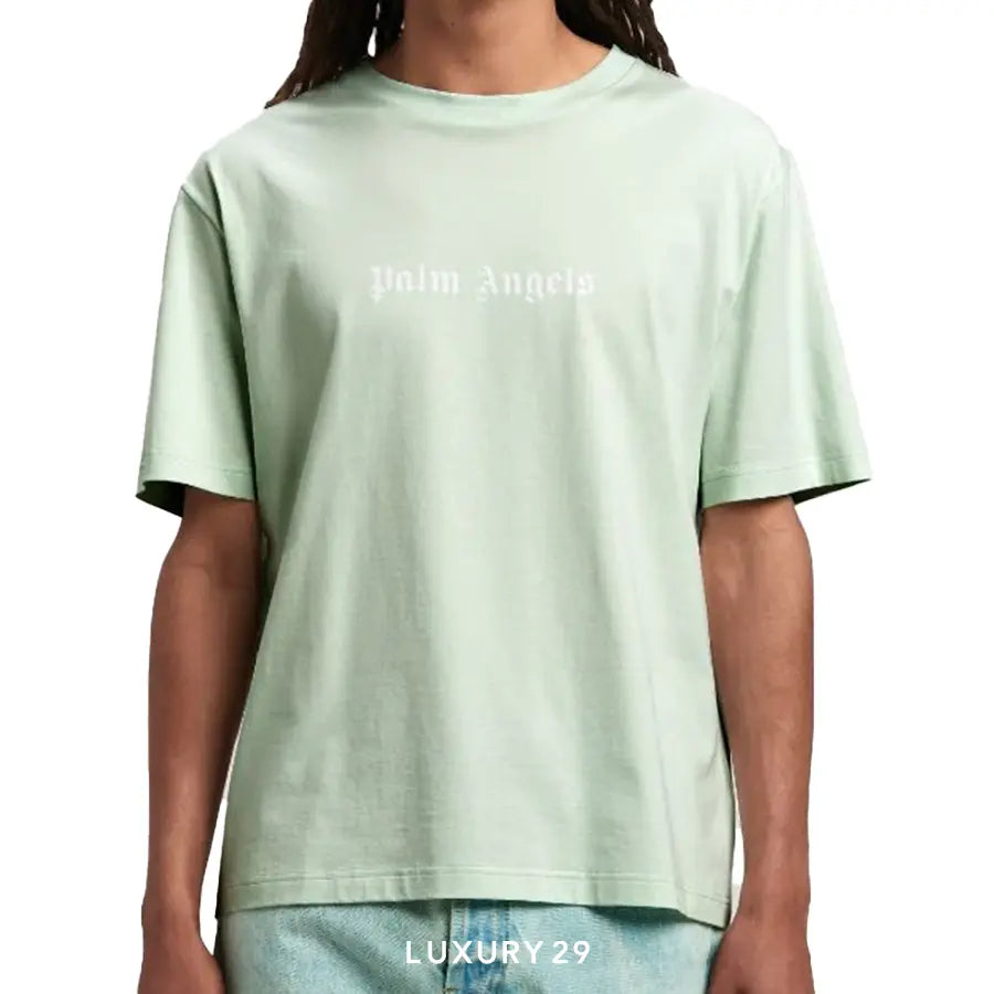 Palm Angels SLIM FIT T-SHIRT MINT OFF WHITE PALM ANGELS