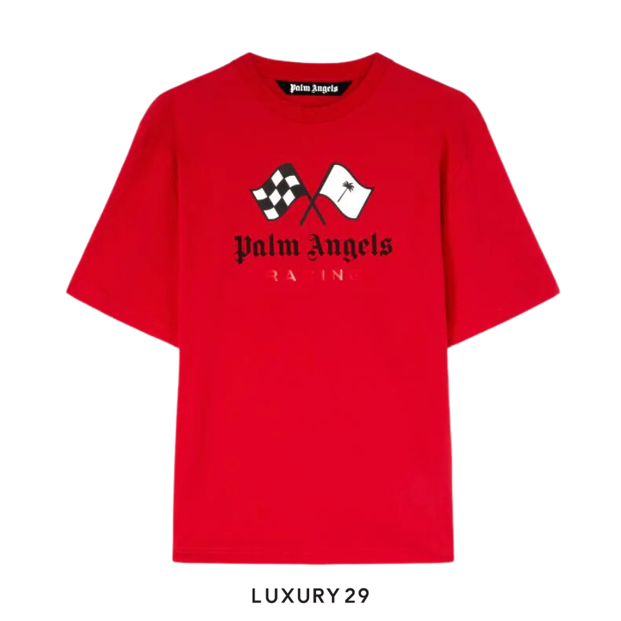 Palm Angels T-SHIRT RACING RED RED BLACK PALM ANGELS