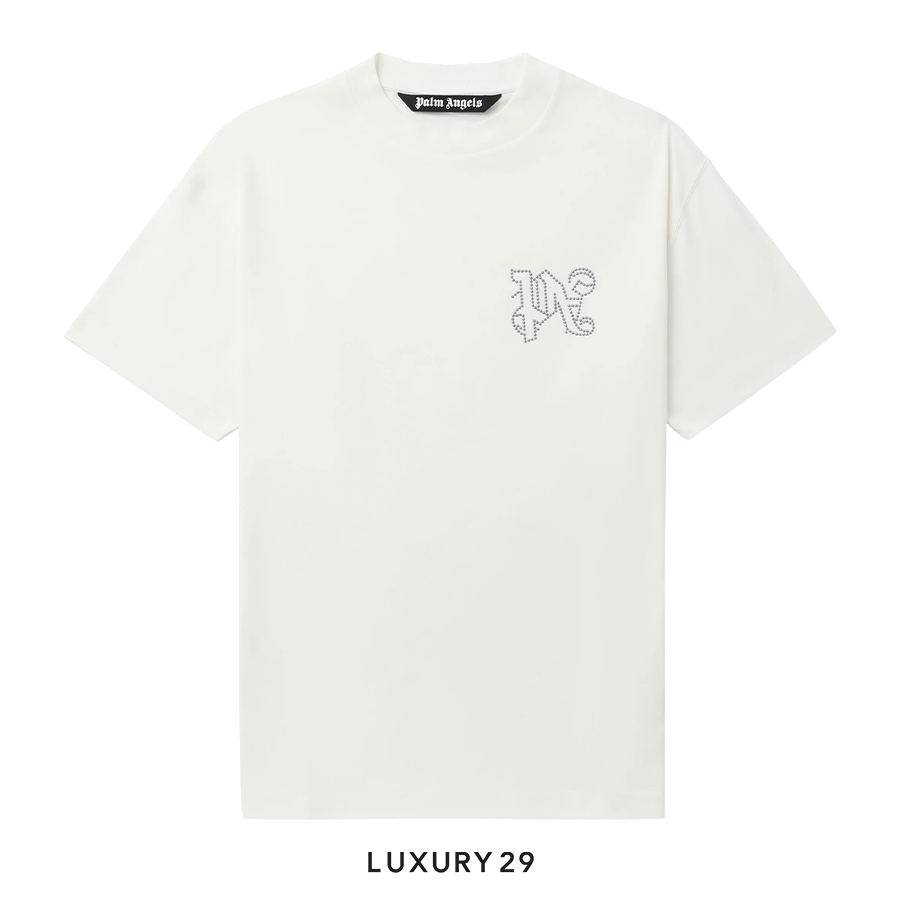 Palm Angels stud-logo T-shirt cream white PALM ANGELS