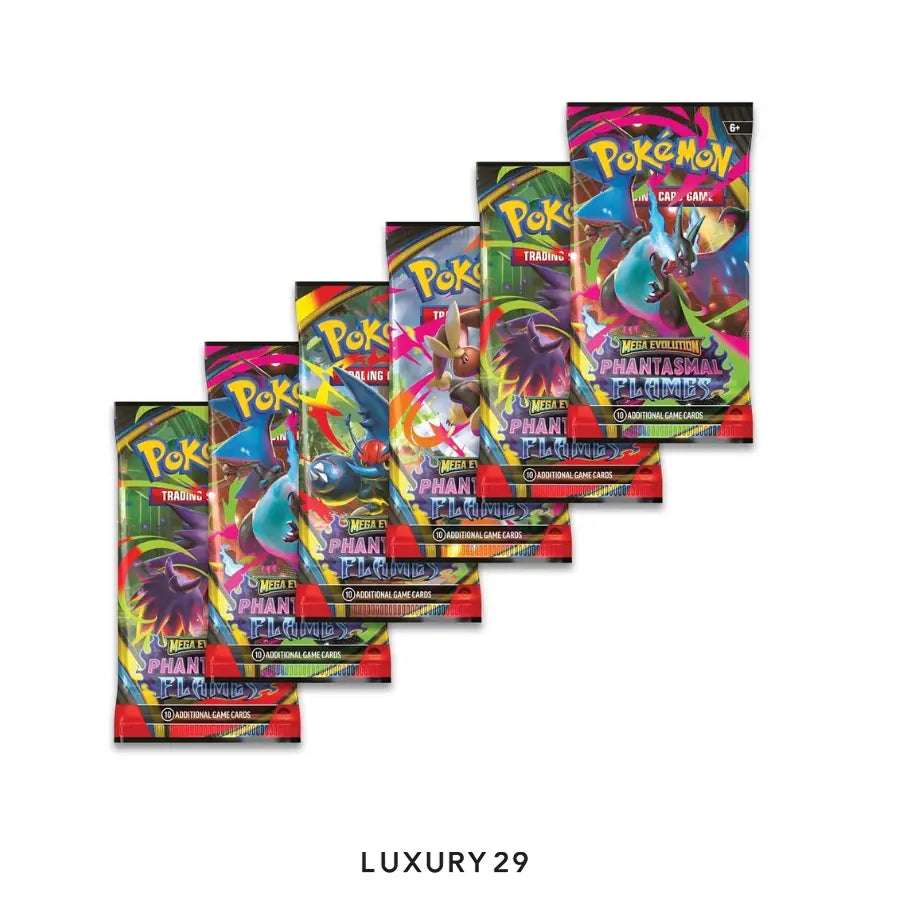 Pokémon trading card game packs on a white background