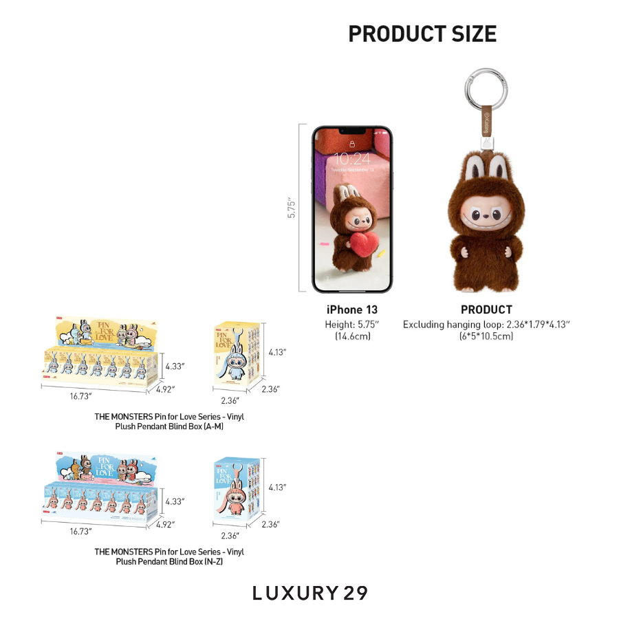 Pop Mart THE MONSTERS - Pin For Love Series Vinyl Plush Pendant Blind Box (A-M) Heart Secret POP MART Luxury29