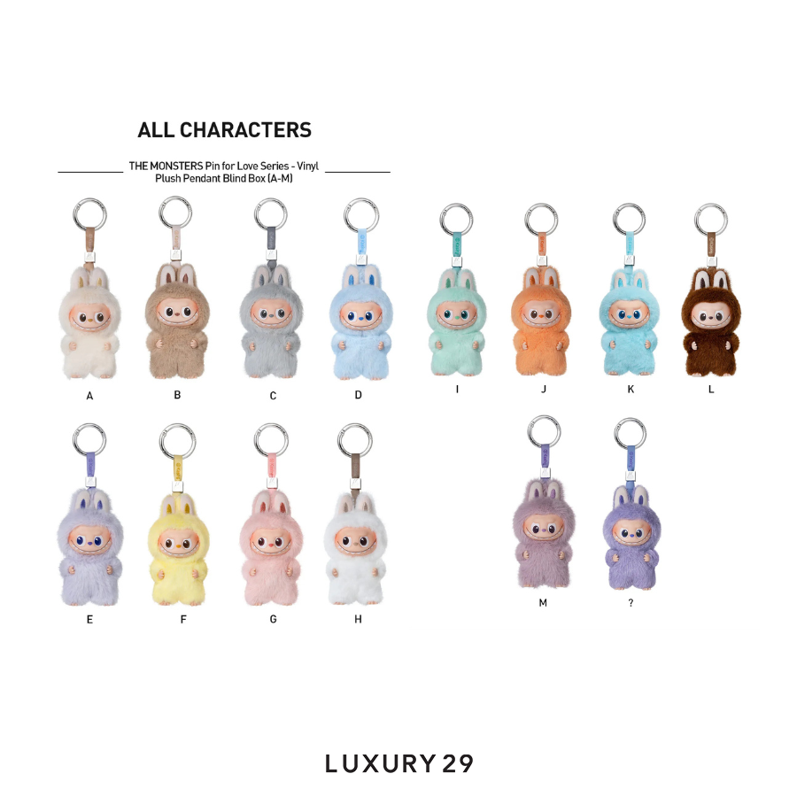 Pop Mart THE MONSTERS - Pin For Love Series Vinyl Plush Pendant Blind Box (A-M) POP MART