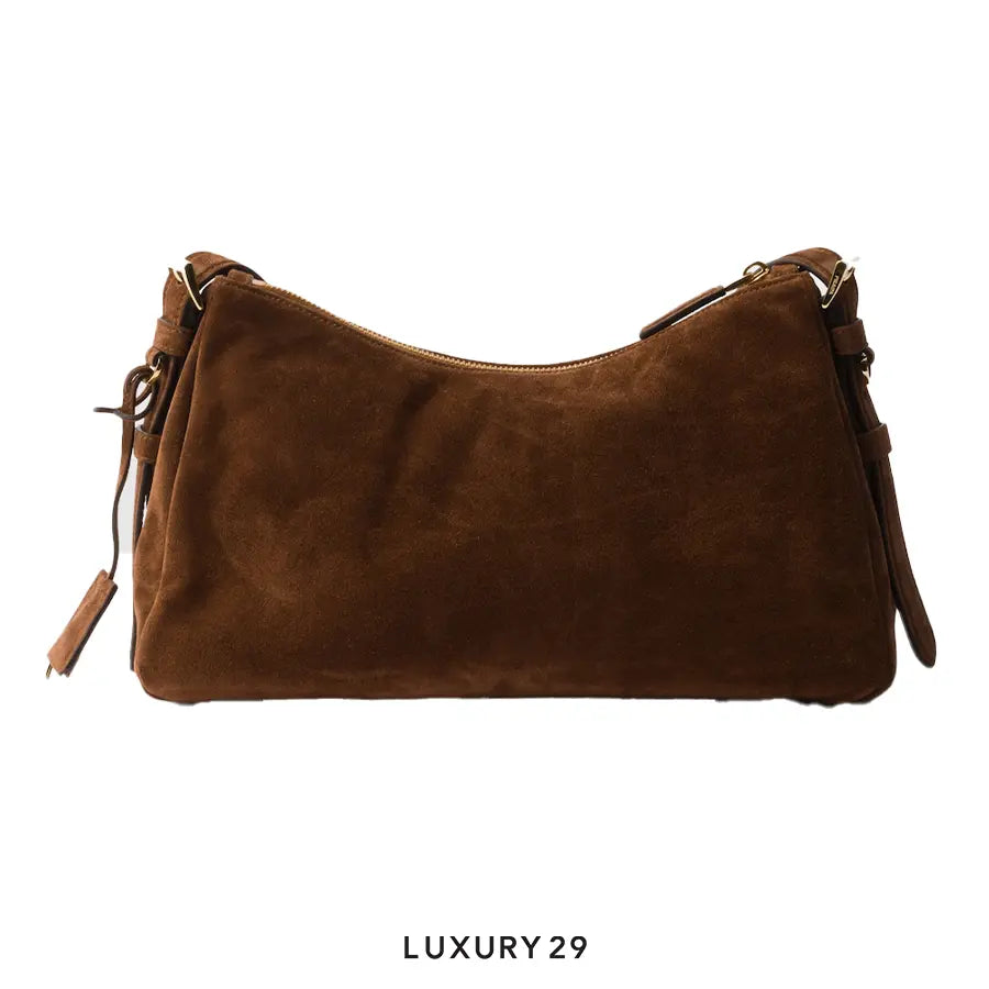 Prada Aimee Medium Suede Shoulder Bag Cocoa Brown PRADA