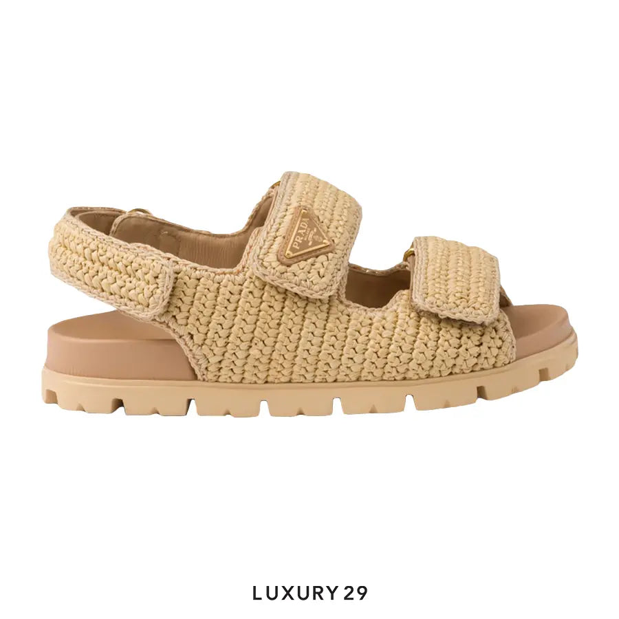Prada Calzature Donna Crochet Sandals Natural