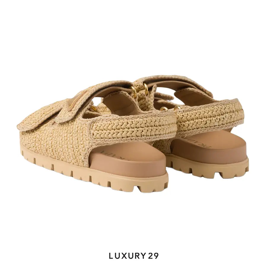 Prada Calzature Donna Crochet Sandals Natural PRADA
