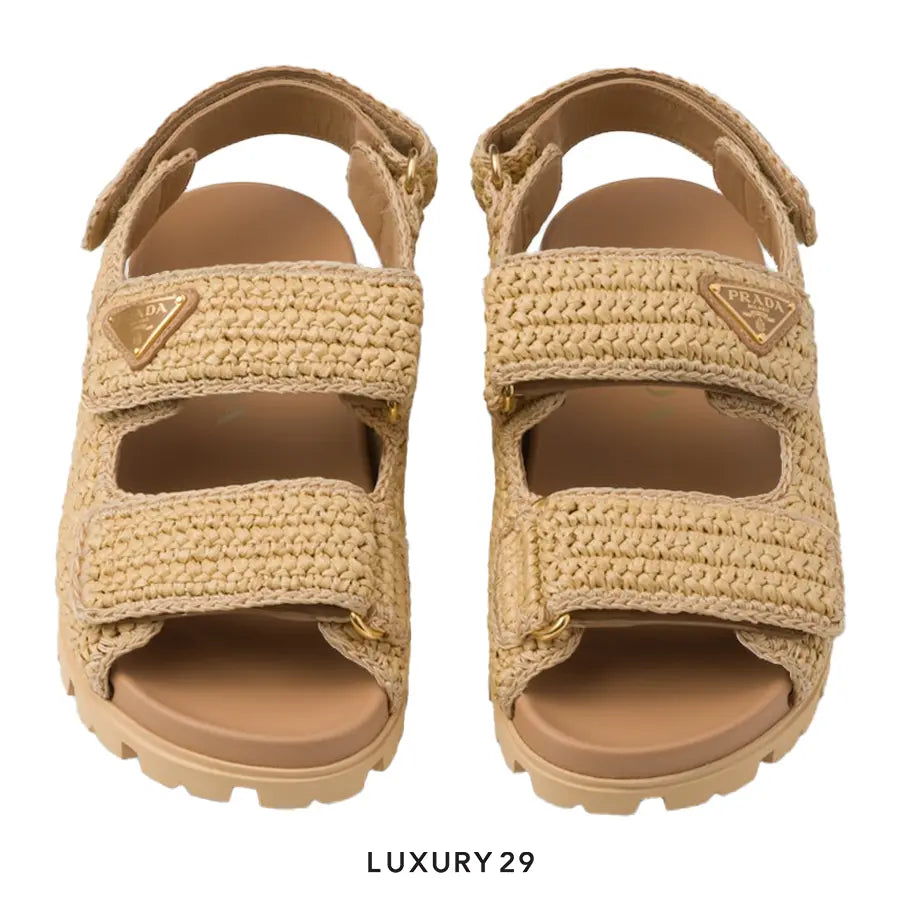 Prada Calzature Donna Crochet Sandals Natural PRADA
