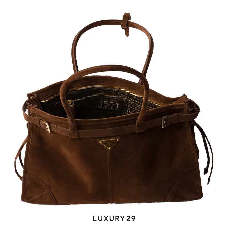 Prada Large suede handbag in Cacao PRADA