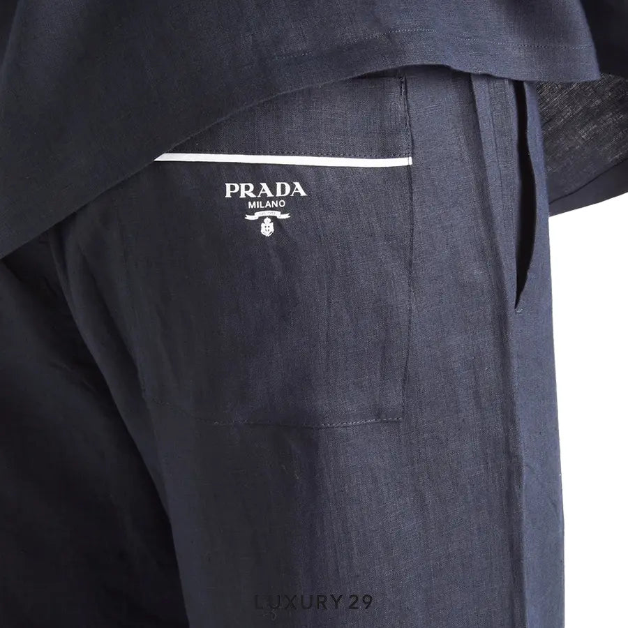 Prada Linen Pants Navy PRADA