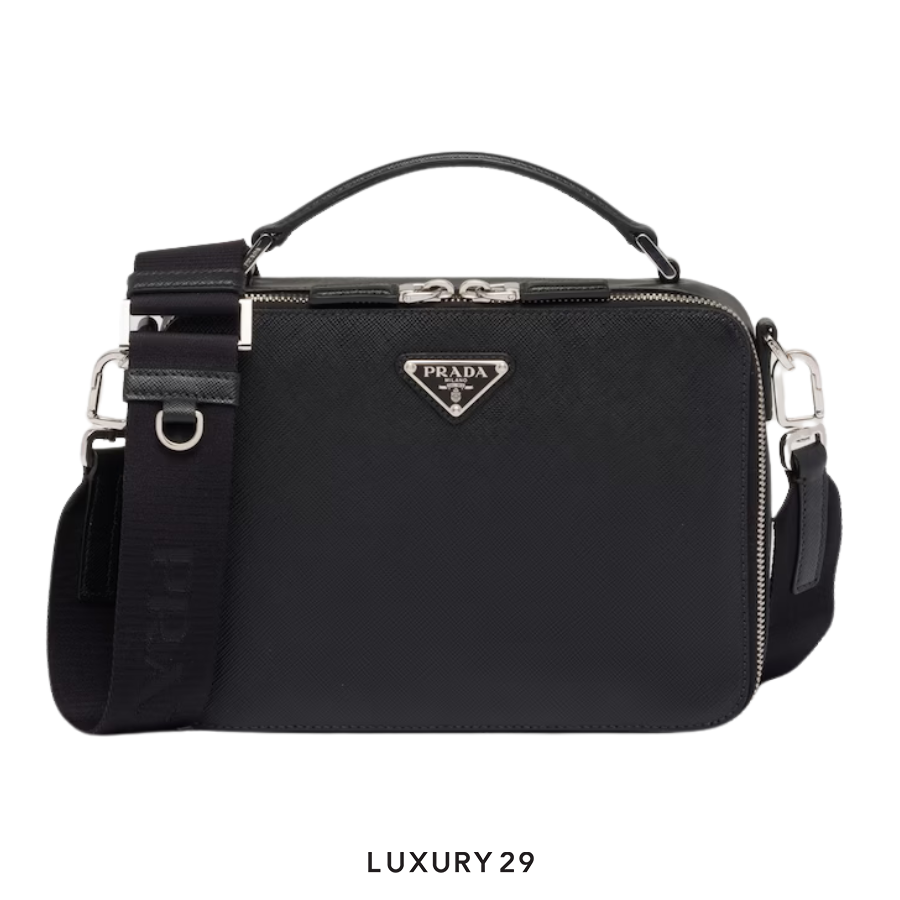 Prada Medium Prada Brique Saffiano leather bag Black PRADA