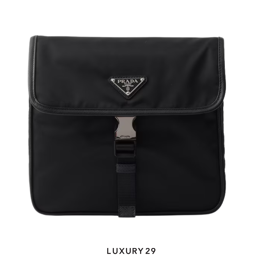 Prada Re-Nylon and Saffiano leather shoulder bag Black PRADA