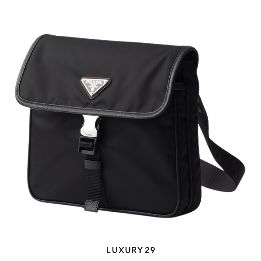 Prada Re-Nylon and Saffiano leather shoulder bag Black PRADA