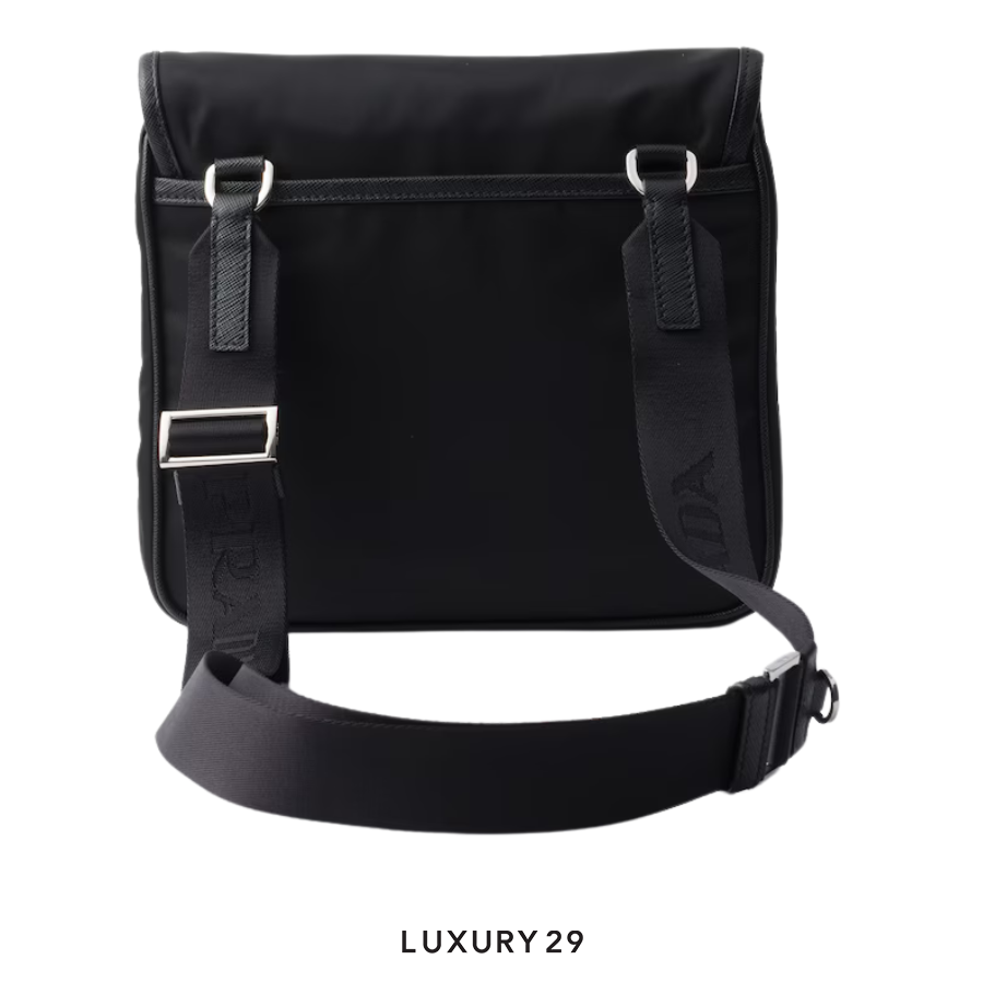 Prada Re-Nylon and Saffiano leather shoulder bag Black PRADA